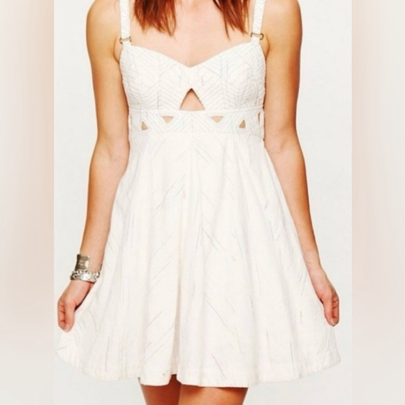 Free People New Romantics Olympic Flame Corset Cutout Boho Open Back Mini Dress - Picture 4 of 15